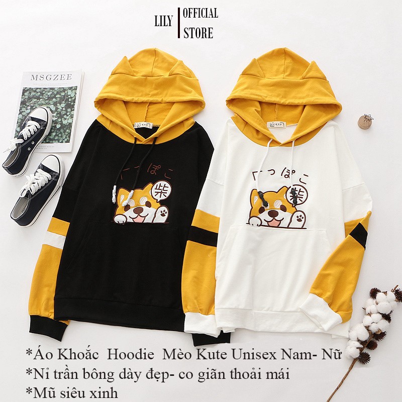 Áo khoác nỉ hoodie KN1 mèo kute unisex cho nam và nữ, chất liệu nỉ trần bông dày đẹp, co giãn thoải mái, form rộng có mũ | BigBuy360 - bigbuy360.vn
