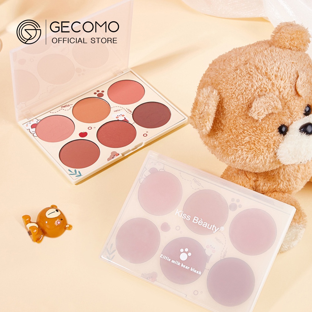 KISS BEAUTY Bảng phấn má hồng GECOMO 6 màu sắc tự nhiên chống thấm nước dễ tẩy trang | BigBuy360 - bigbuy360.vn