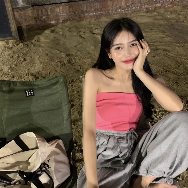 Cocory vn Áo Croptop Sát Nách Màu Trơn Thiết Kế Ôm Sát Quyến Rũ Thời Trang Cho Nữ 4 Màu Lựa Chọn