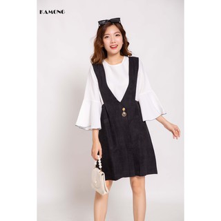 Set yếm nhung kèm áo tay loe KAMONG
