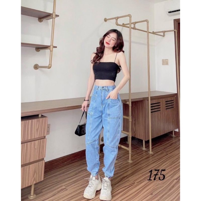 QUẦN BAGGY JEAN CẠP CHUN BO GẤU PHONG CÁCH HÀN QUỐC