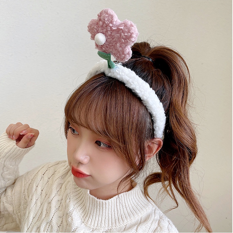 Cài tóc bằng vải lông chống trượt đính hoa đáng yêu phong cách thời trang mùa hè Hàn Quốc dành cho nữ