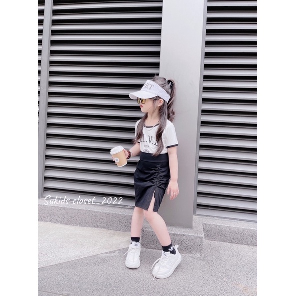 [SET BÉ GÁI] Bộ GIVE kèm chân váy rút dây 2 màu siêu sang cho bé gái
