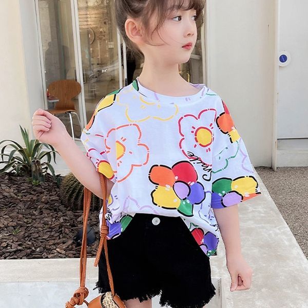 Áo Thun Mùa Hè Tay Ngắn Phong Cách Mới Phiên Bản Phương Tây 2022 Cho Bé Gái