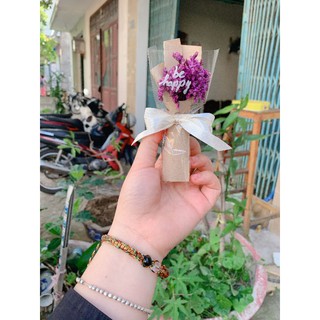 bó hoa mini tím trang trí bánh, decor hộp (10cm)