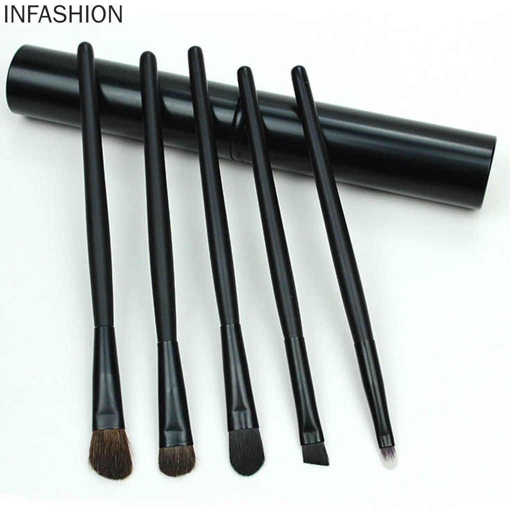 (Hàng Mới Về) Set 5 Cọ Trang Điểm Kèm Ống Đựng Tiện Dụng