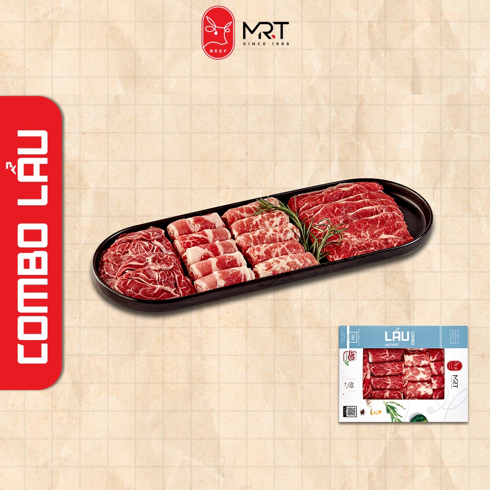 Combo lẩu Bò Úc siêu ngon 500gr | 100% nhập khẩu | Ba chỉ, Bắp bò, Gù và Lõi nạc vai | Giao siêu tốc HCM