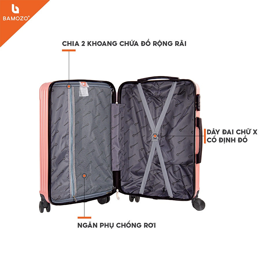 Vali Kéo Du Lịch Bamozo 8801 Bản Thường Size 20 Nhựa ABS Bền Đẹp Bảo Hành 5 Năm hover