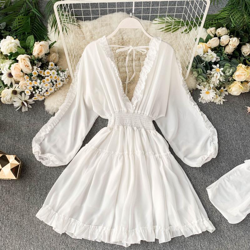 Đầm Dệt Kim Tay Dài Phồng Kiểu Retro Pháp Xinh Xắn Cho Nữ | BigBuy360 - bigbuy360.vn