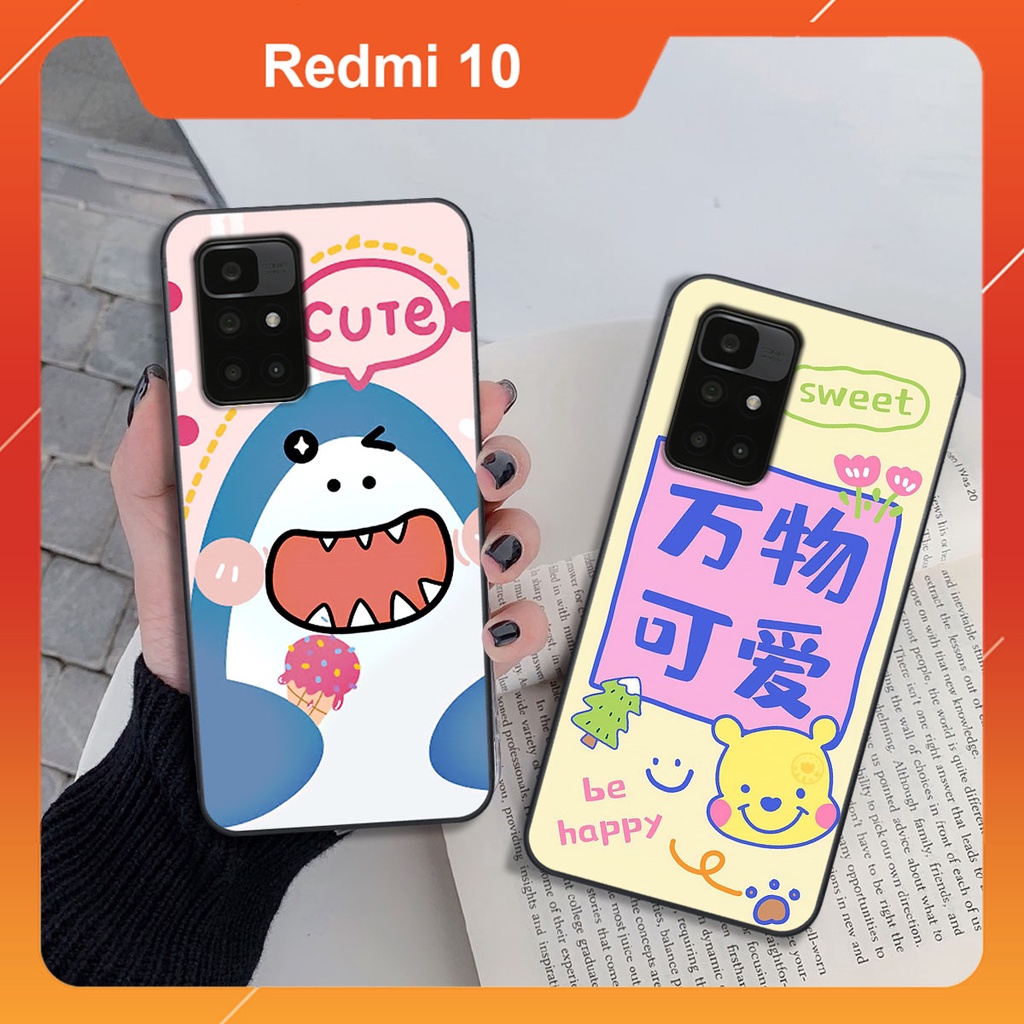 Ốp lưng Xiaomi REDMI 10 hình 3D trà sữa, bò sữa, cá mập - Đáng yêu, dễ thương - Chất lượng - Cao Cấp