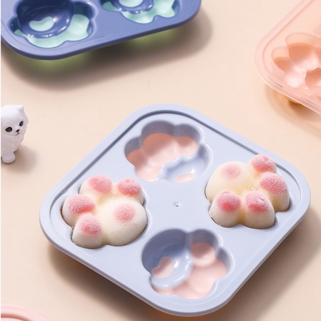 Khuôn Silicon Có Nắp Đậy Làm Thạch, Pudding, Kem, Đá Hình Bàn Chân