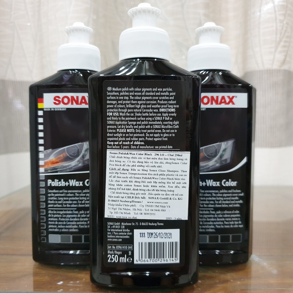 Kem đánh bóng và bảo vệ sơn xe đen Sonax polish &amp; wax color black