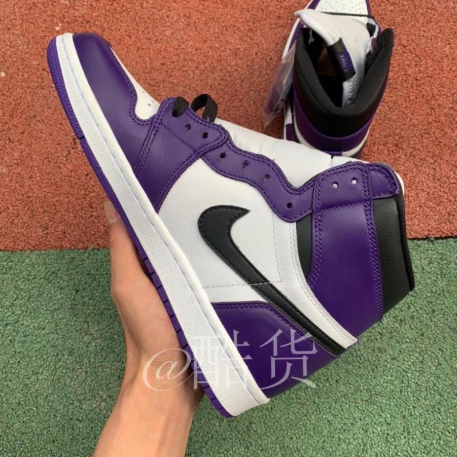 ( Chất lượng ) Giày Bóng Rổ Air Jordan 1 Court Phối Màu Tím Trắng Thời Trang Cho Nam TỐT * new .