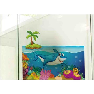 Decal Dán Kính Cao Cấp - Cá Mập Lớn ( 60x58cm )-DK7053