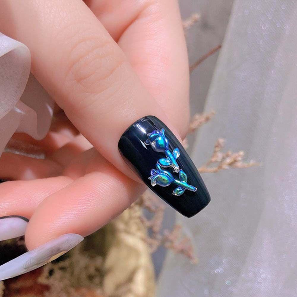 Phụ Kiện Trang Trí Móng Tay Nghệ Thuật Hình Hoa Hồng Bằng Resin Màu Hồng Phong Cách Hàn Quốc