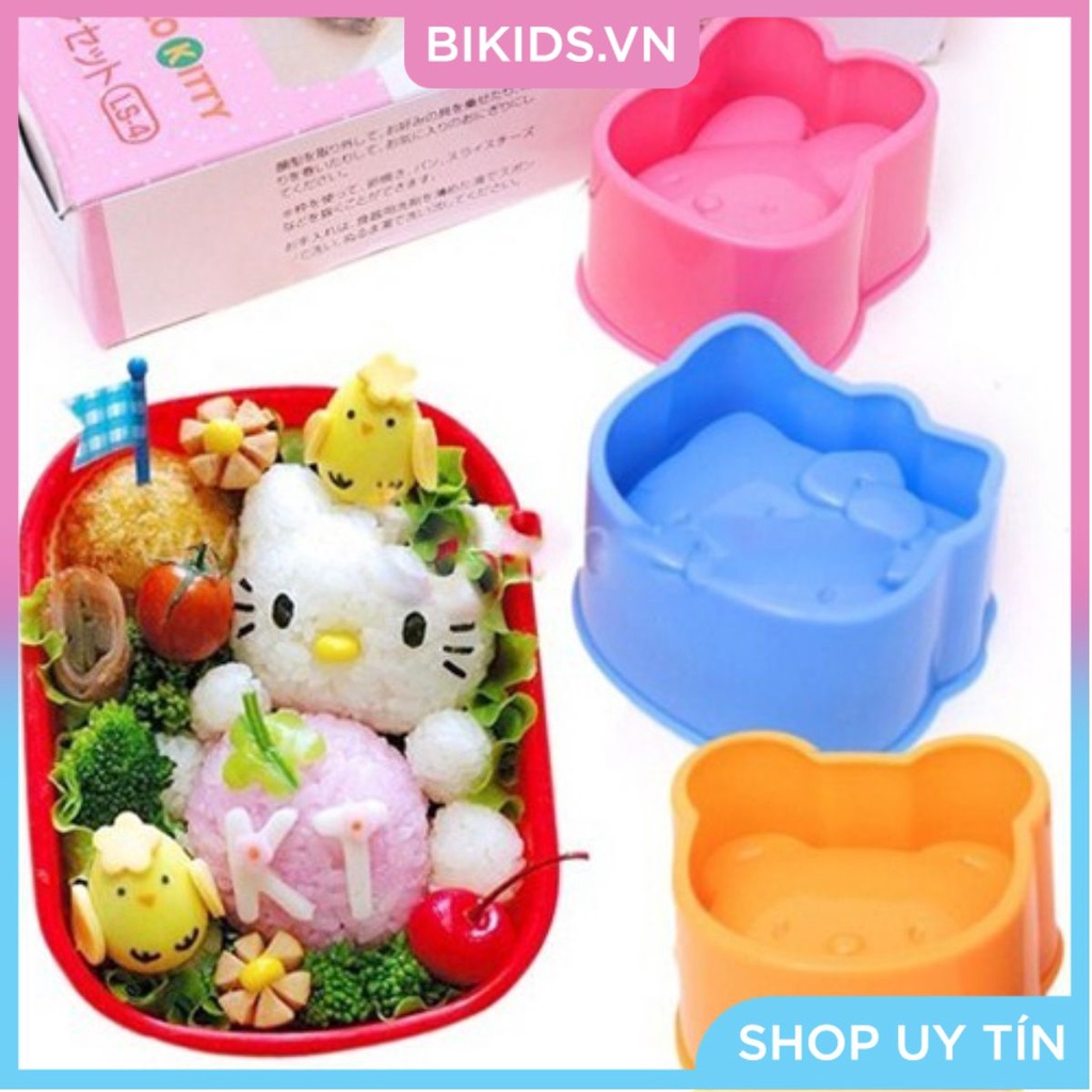 Set 3 khuôn ép cơm, ép bánh hình mèo kitty, thỏ và gấu