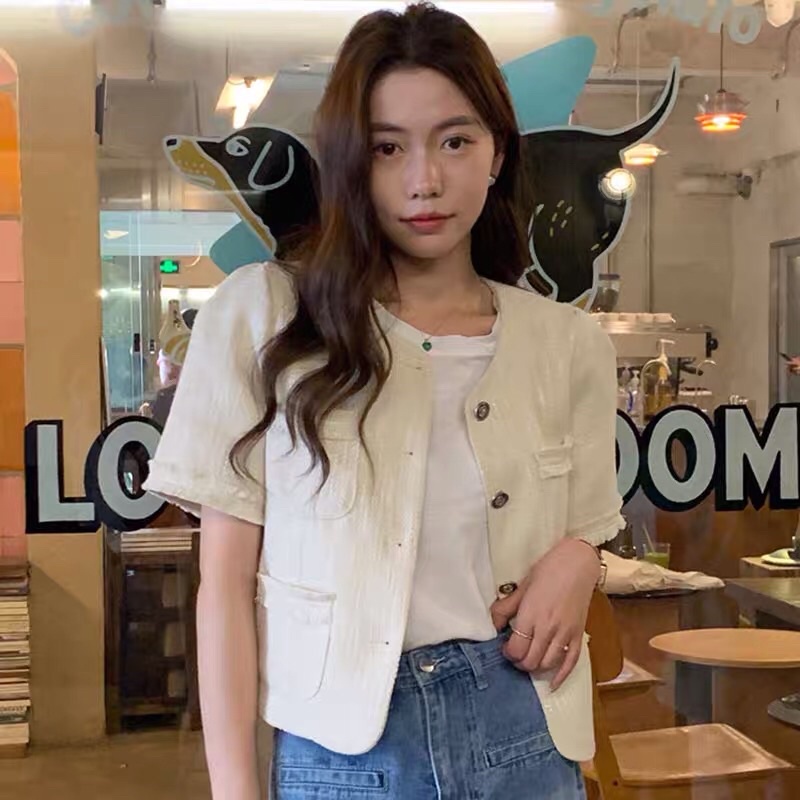Áo blazer dạ sweet ngắn tay Hàn Quốc