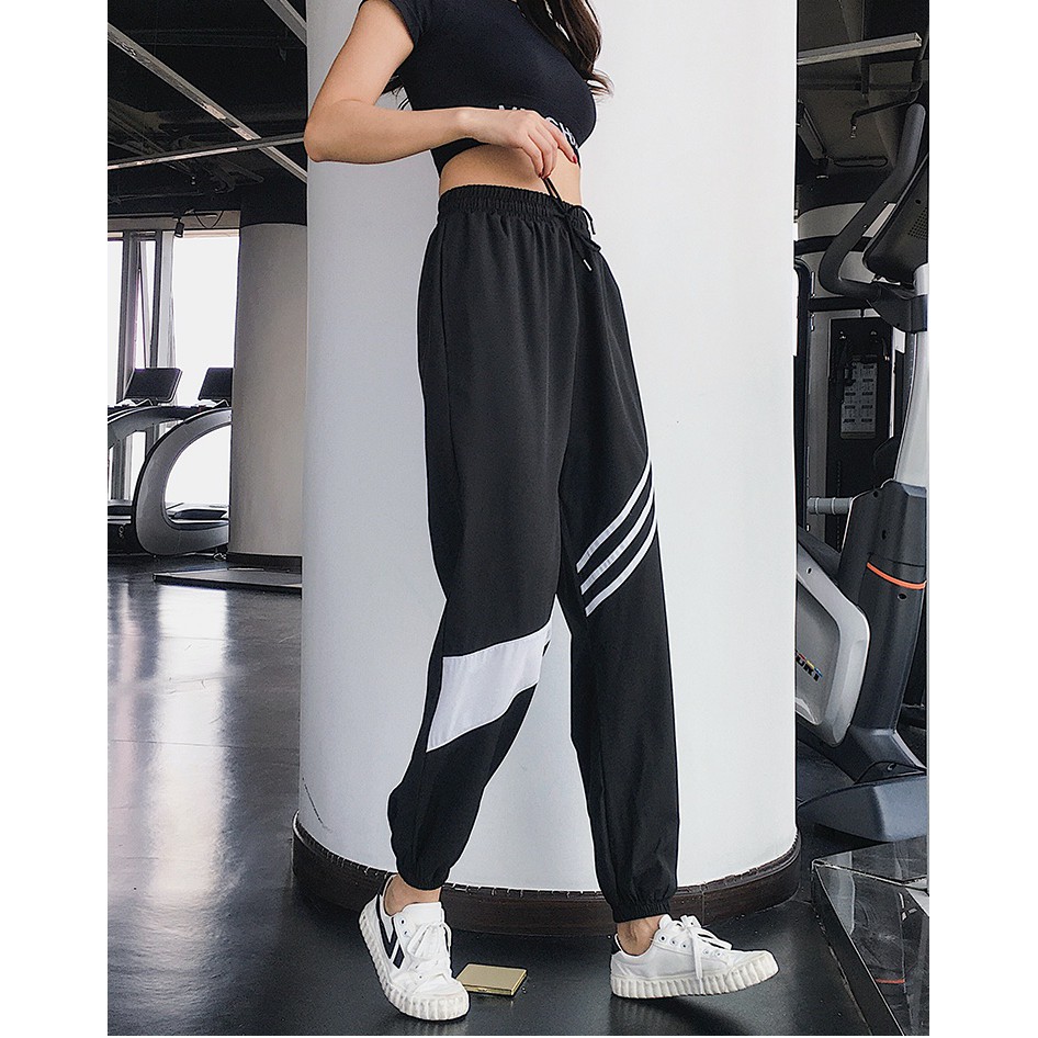 Quần Jogger Tập Gym Nữ Quần Dài Thể Thao Kẻ Sọc  Đổ tập Giá Rẻ GYMSTORE 081