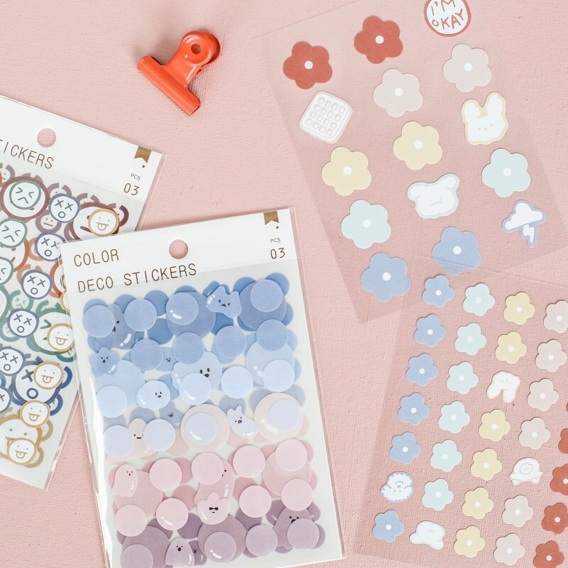 Combo 03 miếng sticker dán sổ hình icon emoji/ hoa sakura - VP096