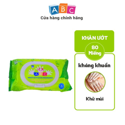 Khăn Ướt Lau Tay Kháng Khuẩn ABC Khử Mùi - 80 Tờ