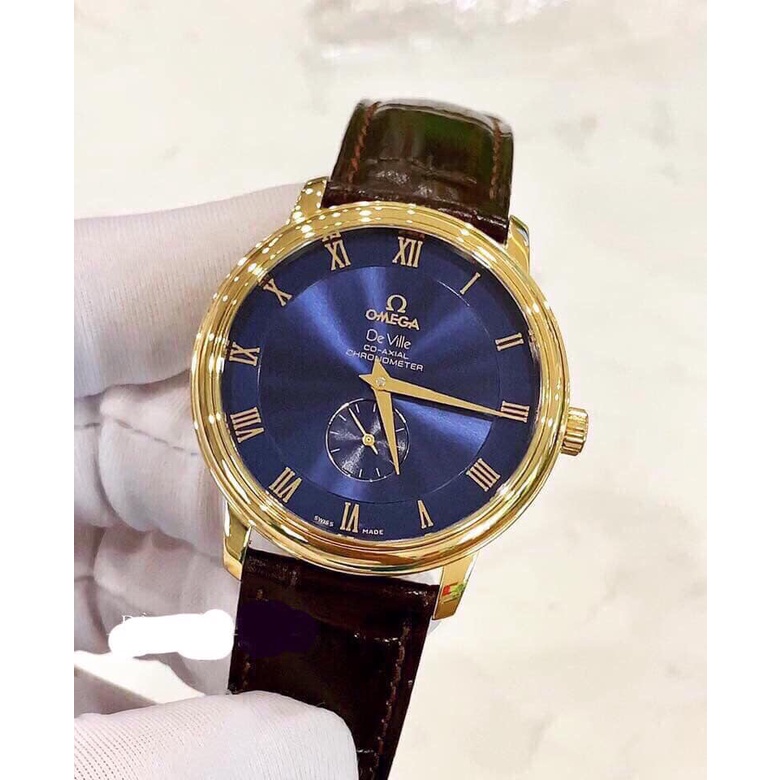 Đồng hồ Nam Omega máy cơ automatic máy Nhật 3kim dây da một lịch 39mm