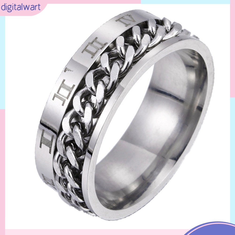 Nhẫn Thép Titan Khắc Số La Mã Thời Trang Cho Nam Và Nữ