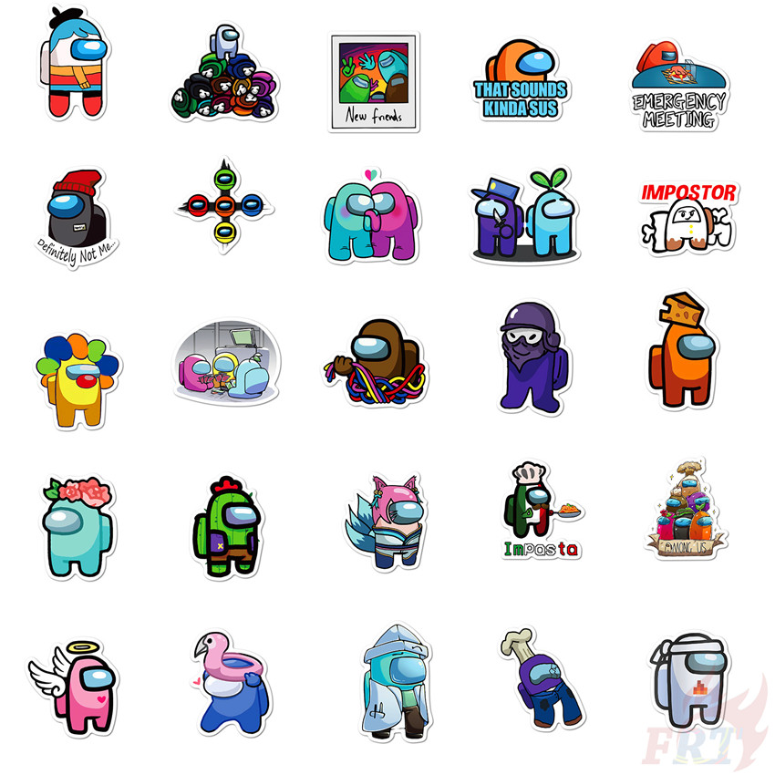 Bộ 100 miếng dán hình trò chơi Among US chống thấm nước trang trí đẹp DIY