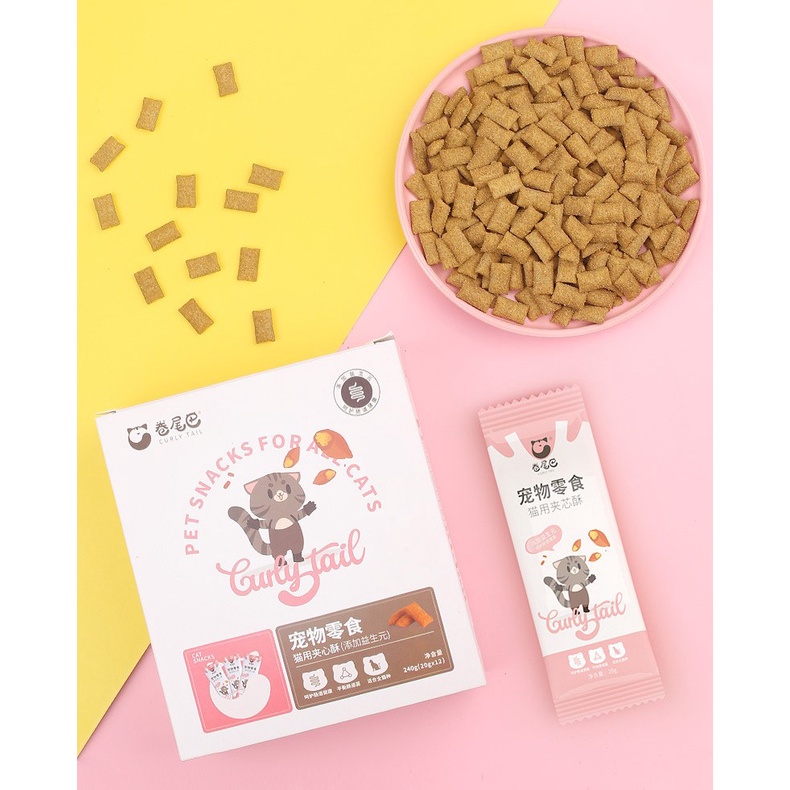 Bánh thưởng snack CURLY TAIL bánh quy cho mèo gói 20 gram