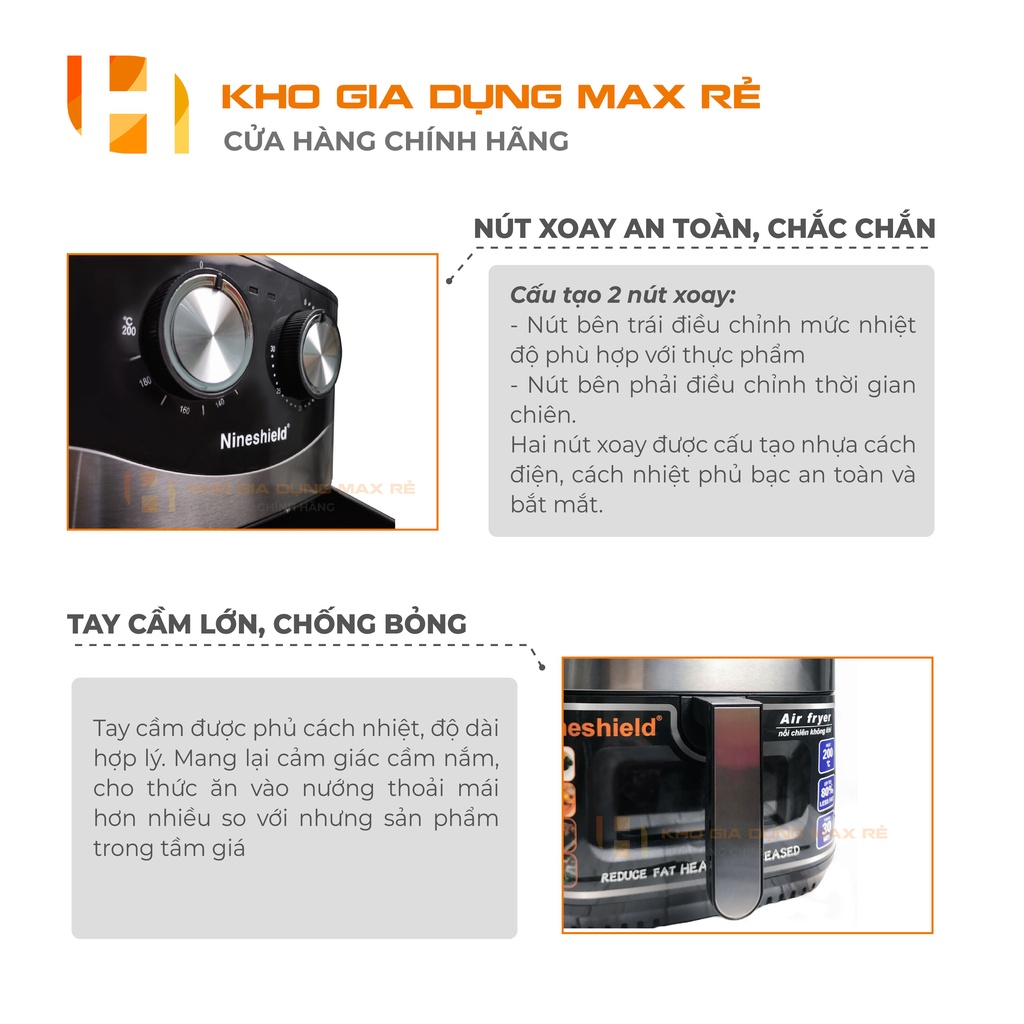 Nồi Chiên Không Dầu Nhật Bản Dung Tích 10.5 Lít Bảo hành 12 Tháng