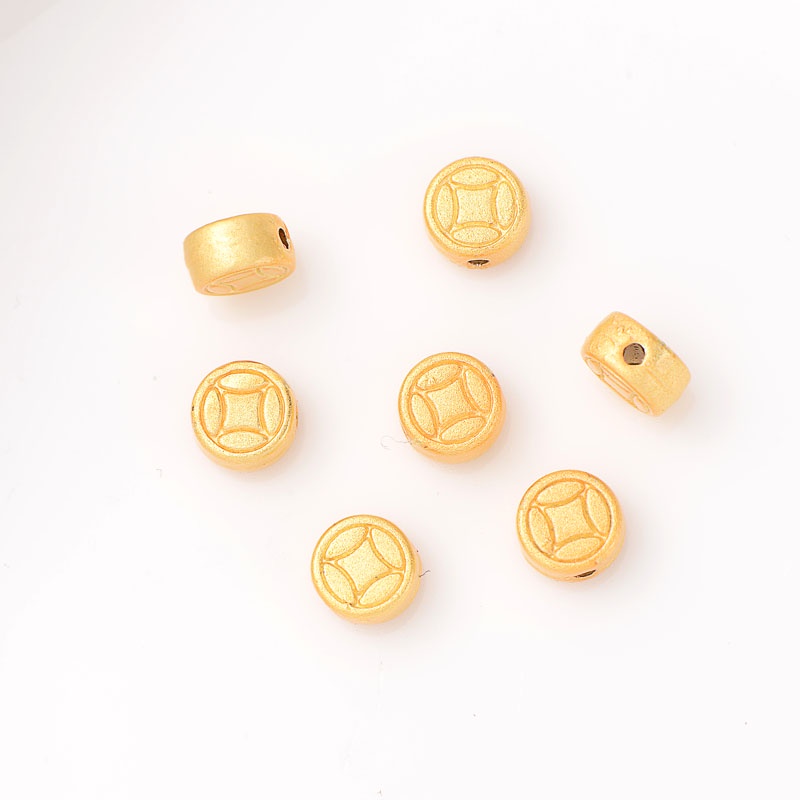 Bộ 10 Hạt Xỏ Lỗ Vuông Màu Vàng 18K Dùng Làm Vòng Tay/Trang Sức diy