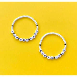 VÒNG TAY DIY HẠT CƯỜM XÂU CHỮ MIX MÀU TRẮNG ĐEN