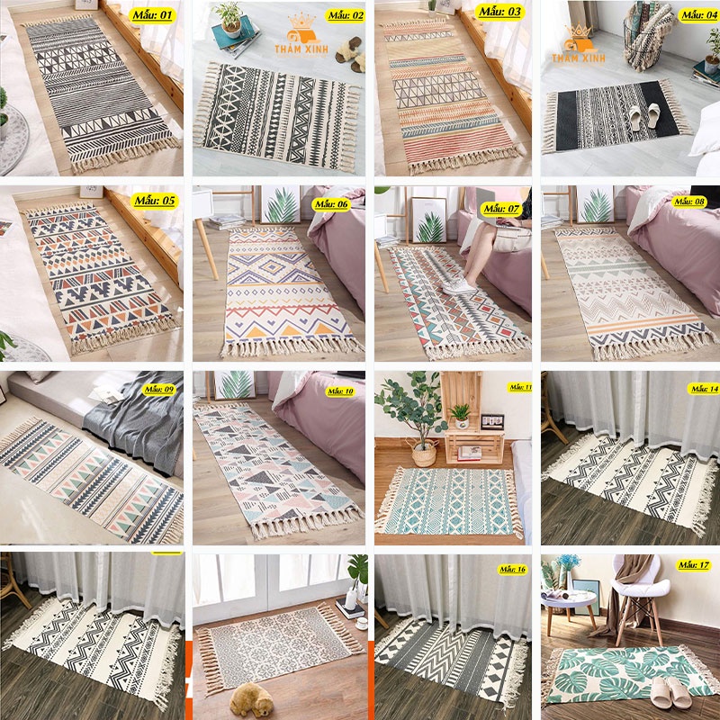 [CÓ SIZE LỚN 60x180] Thảm trải sàn cho Phòng khách, Phòng ngủ, Trải theo chân giường phong cách Scan