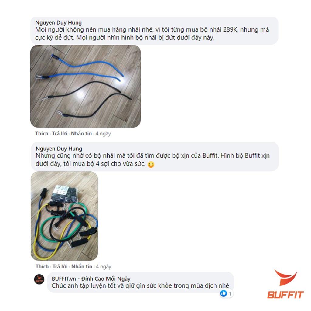 Dây kháng lực, dây ngũ sắc tập gym Latex 2 lớp BUFF MAX 2021 chính hãng BUFFIT - Đen 40LBS
