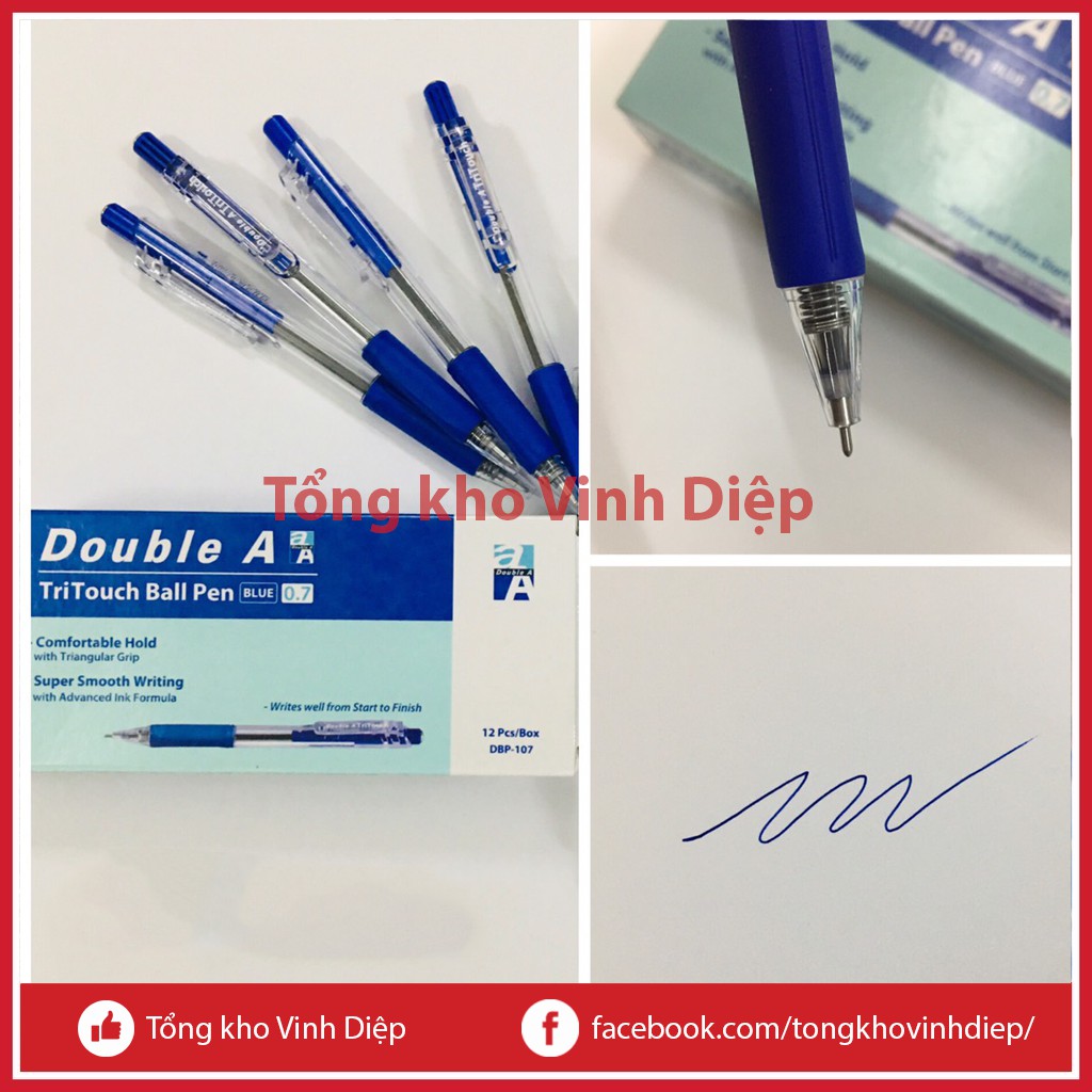 1 hộp 12 chiếc bút bi double a 0.17mm viết êm tay, mực ra đều, đẹp - Hàng loại 1