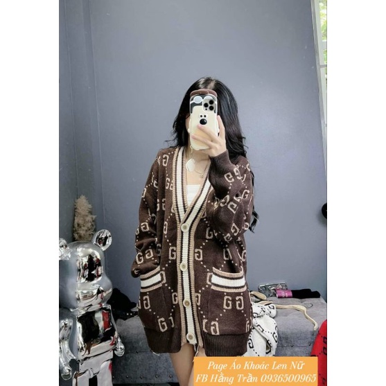 Mã giảm giá hàng có sẵn áo khoác cardigan cổ tim from rộng.
