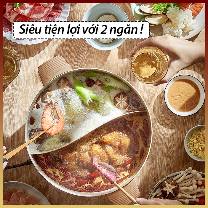 Nồi Lẩu Nướng Điện Uyên Ương Bear Đa Năng 2 Ngăn, 5L, Chính Hãng DHG-C50K1, 1500W, KC Home, BH 6 Tháng