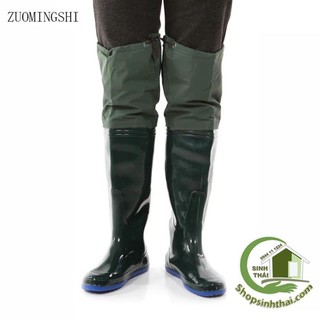 Ủng lửng lội nước câu cá đến đùi, ủng đùi làm ruộng - màu xanh