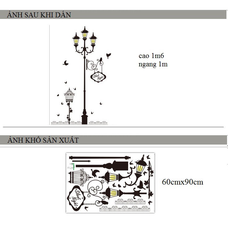 Decal dán tường Cột đèn vàng