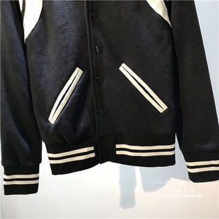 Bomber jackets phối viền da