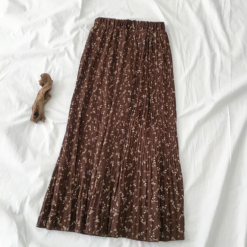 Chân váy xòe dài dập ly nhỏ hoa nhí ulzzang 5617 | BigBuy360 - bigbuy360.vn