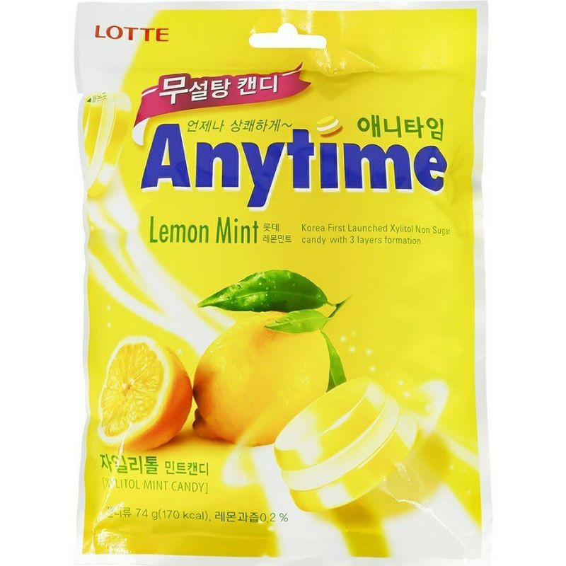 (4 vị) Kẹo bạc hà xylitol Lotte Anytime 60gr (Sugar free)
