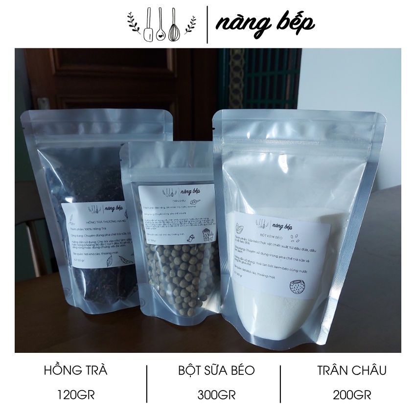 Set Nguyên Liệu Làm Trà Sữa Trân Châu Tự Pha Hồng Trà Đường Đen - Nàng Bếp set 15 ly | BigBuy360 - bigbuy360.vn