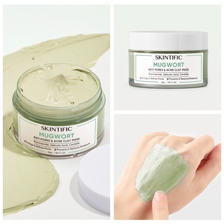 Image of 【Skintific Outlet Official】2PCS SKINTIFIC Mugwort Anti Pores Acne Clay Mask 55g Deep Cleansing Facial Mask Salicylic Acid Mask Green Mask Pore Clarifying Mud Mask Facial Mask Masker Wajah Komedo Jerawat Acne Masker Skintific Mask Masker