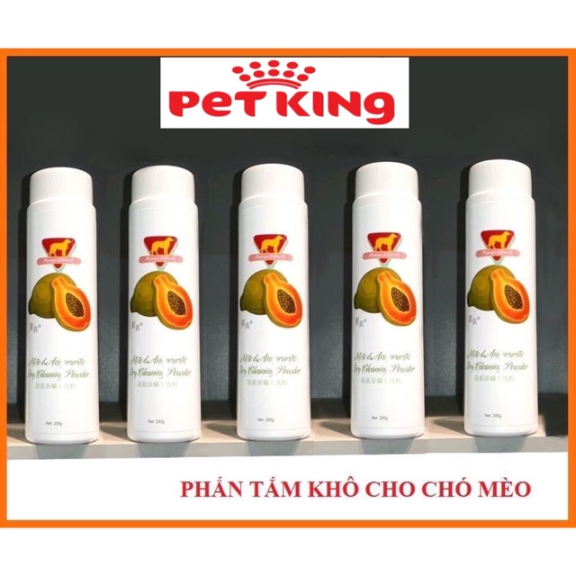 Phấn Tắm Khô Hương Đu Đủ cho Chó Mèo 200gram