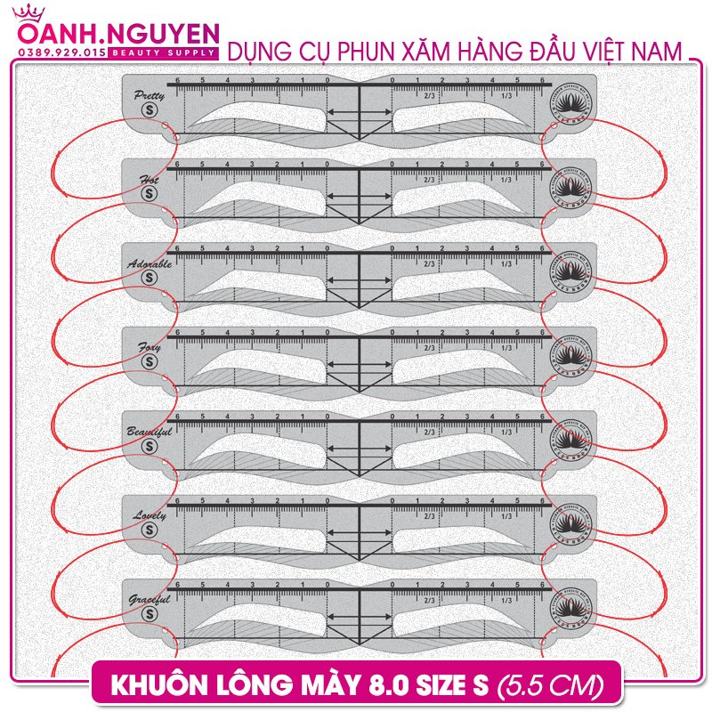 Khuôn Kẻ Lông Mày Phun Xăm Chuyên Nghiệp 7.0 - 8.0 (Có video hướng dẫn chi tiết)