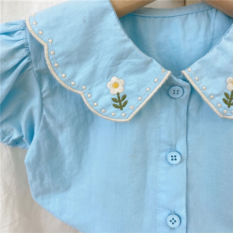 Set Áo Sơ Mi Ngắn Tay Và Quần Short Thời Trang Nhật Hàn Mới Cho Bé Gái
