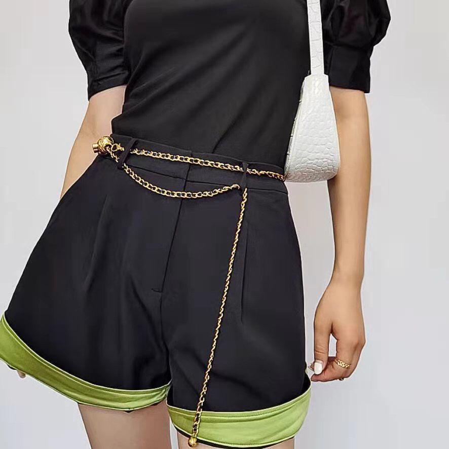 Thắt lưng dây xích phối quả cầu vàng nhỏ phong cách cổ điển dễ phối đồ thời trang cho nữ