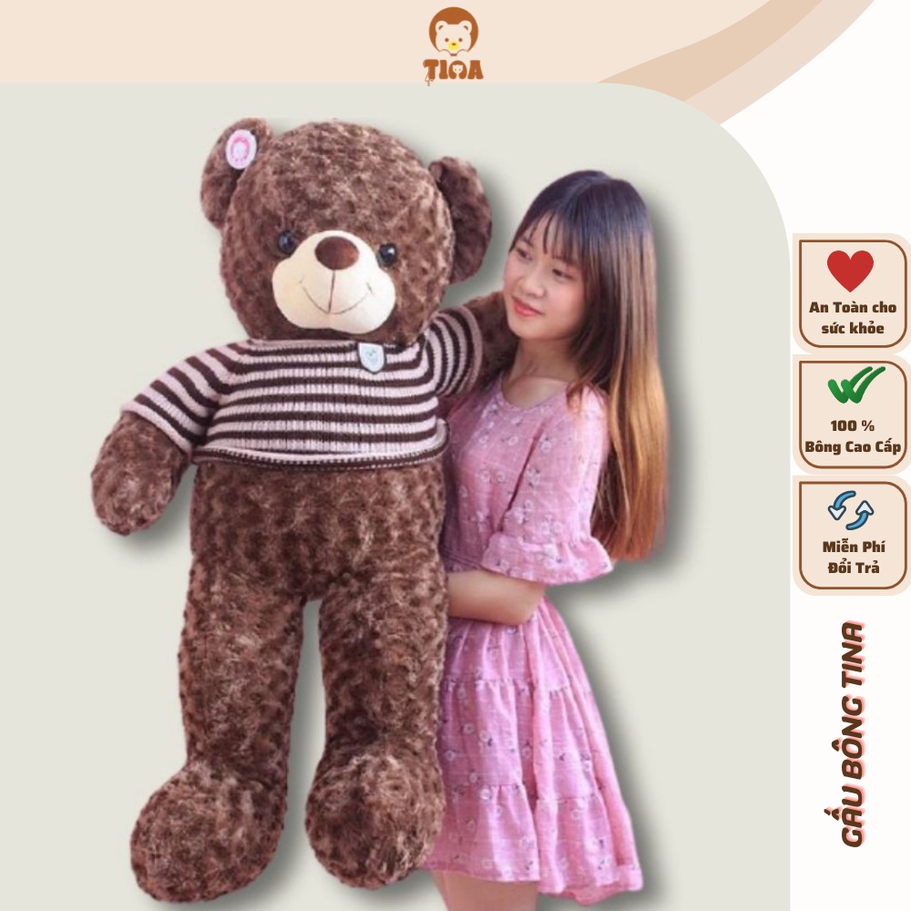 Gấu Bông Xù Teddy To Khổng Lồ Làm Quà Tặng Người Yêu Chất Liệu Vải Lông Nhung Xù Co Dãn Kích Thước 1m - 1m3