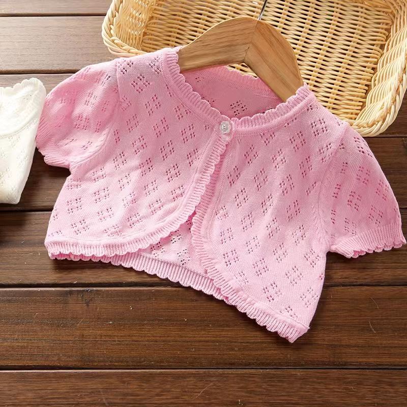 Áo Khoác Cardigan Dệt Kim Mỏng Chống Nắng Thời Trang Mùa Hè Cho Bé Gái