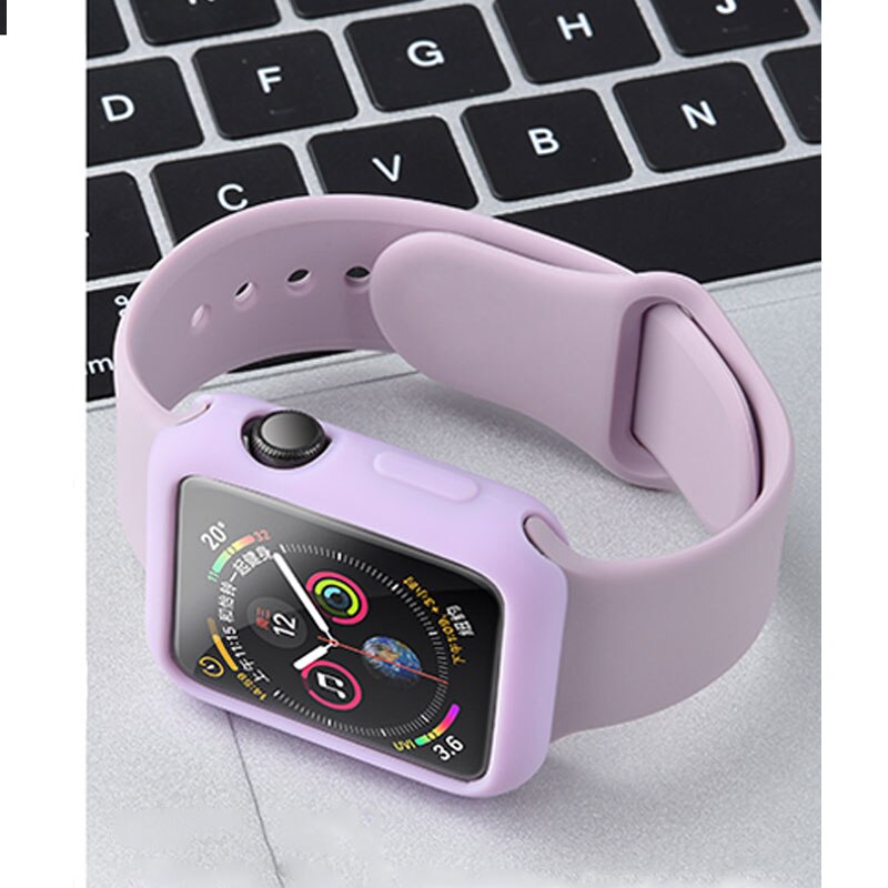 Silicone Vỏ Silicon Mềm Bảo Vệ Cho Đồng Hồ Thông Minh Apple Watch Series 3 4 5 Se 6 44mm 40mm 42mm 38mm